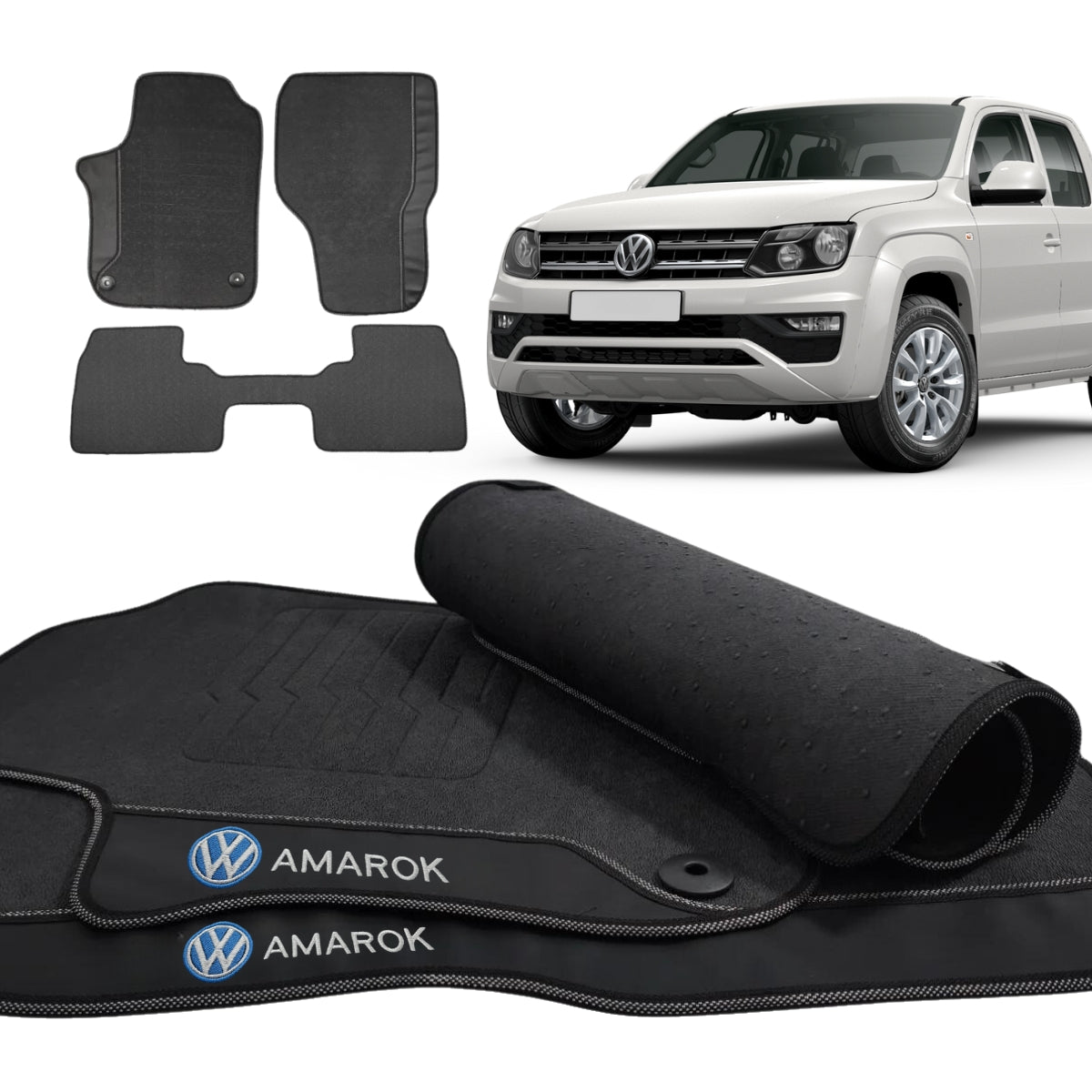 TAPETE BORRACHA PREMIUM AMAROK 2010 A 2024 3 PEÇAS