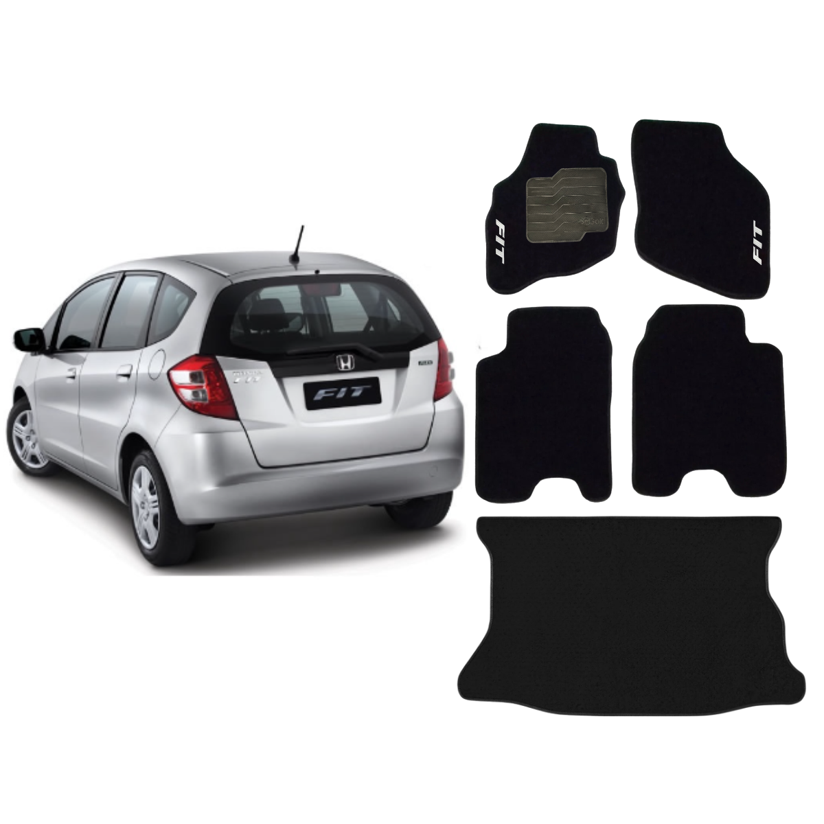 KIT TAPETES CARPETE PORTA MALAS + INTERNOS FIT 2004 A 2008