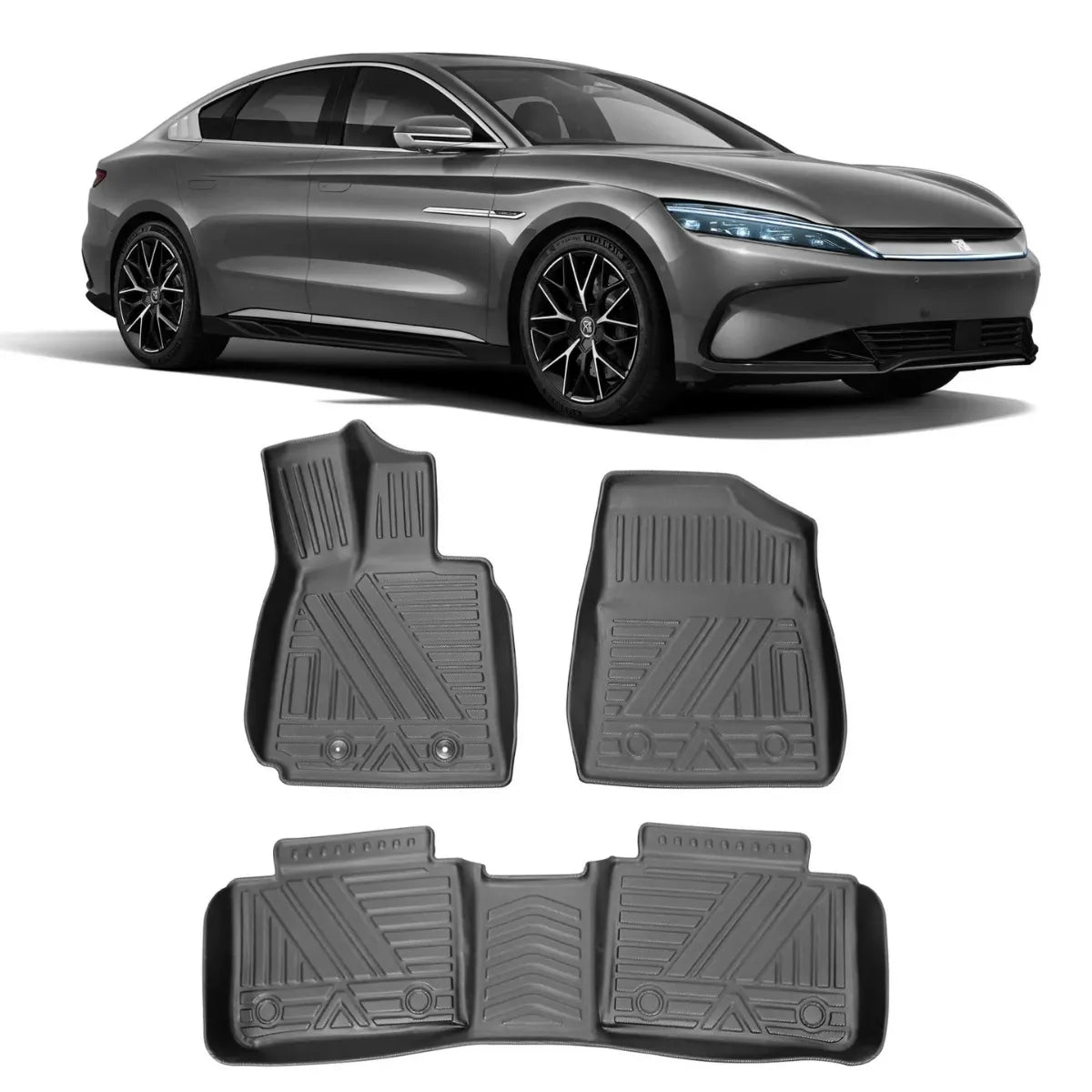 JOGO DE TAPETE BANDEJA PREMIUM BYD HAN EV 2022 A 2024 - COMPLETO