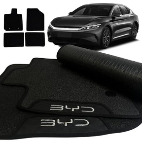 TAPETE BORRACHA PREMIUM BYD HAN 2023 A 2025 PRETO 4 PEÇAS