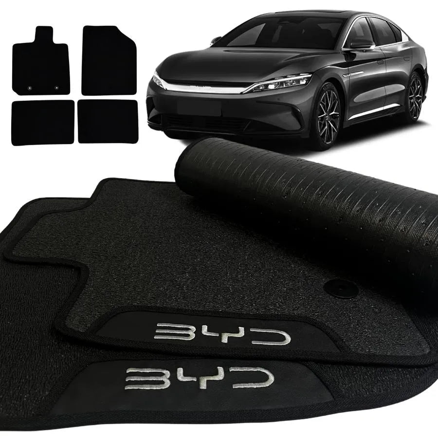 TAPETE BORRACHA PREMIUM BYD HAN 2023 A 2025 PRETO 4 PEÇAS