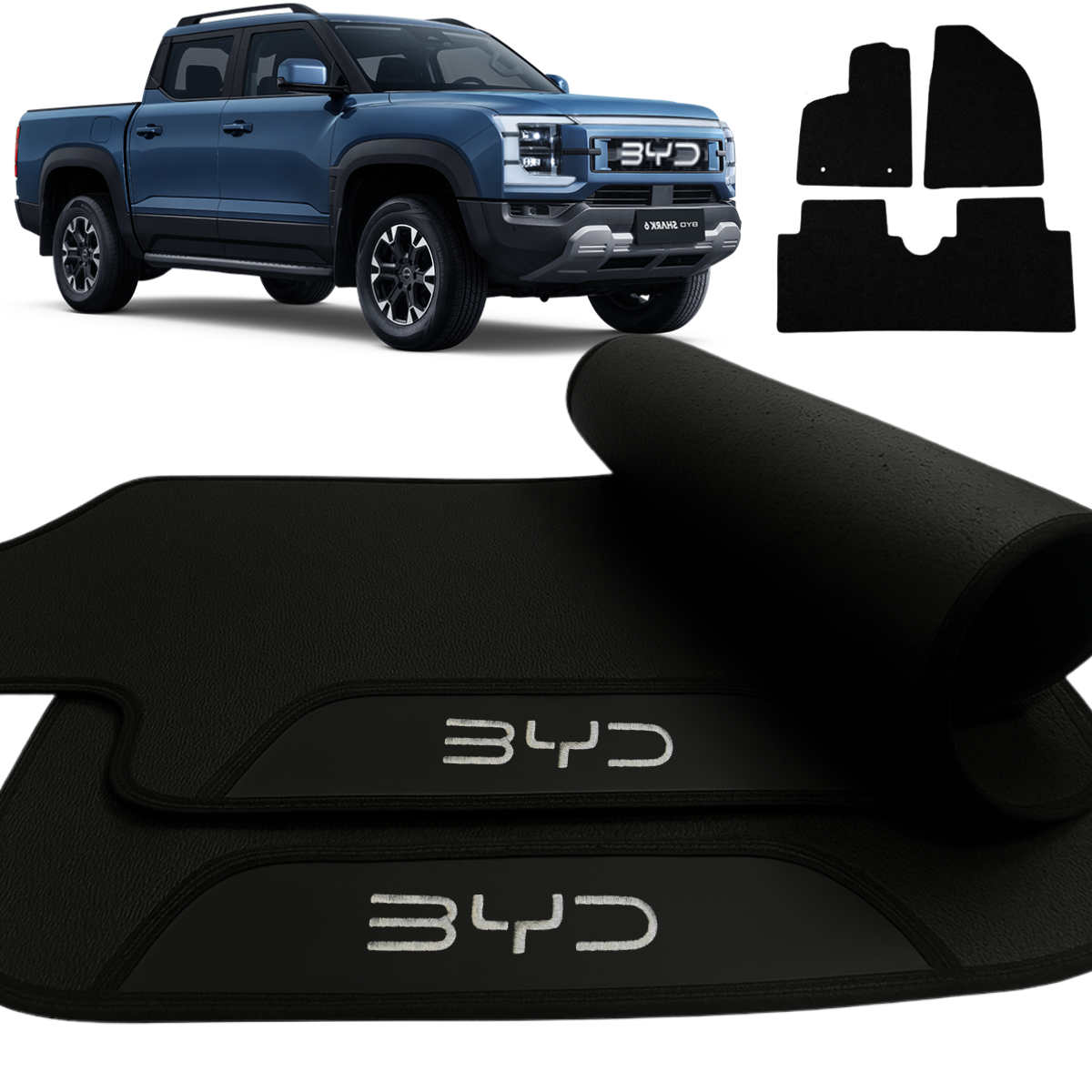 TAPETE BORRACHA PREMIUM BYD SHARK 2023 A 2025 3 PEÇAS